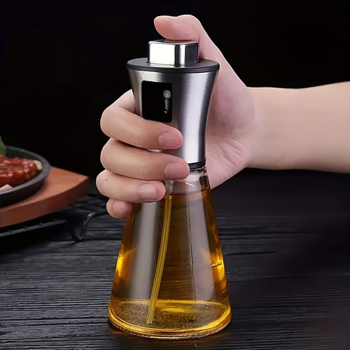 Glass Olive Oil Sprayer, 5.75oz Stainless Steel Leak-Proof Vinegar Spritz Bottle, Pvc-Free, Non-Patterned, Misting Dispenser for Cooking, BBQ, Salad, Kitchen Use
