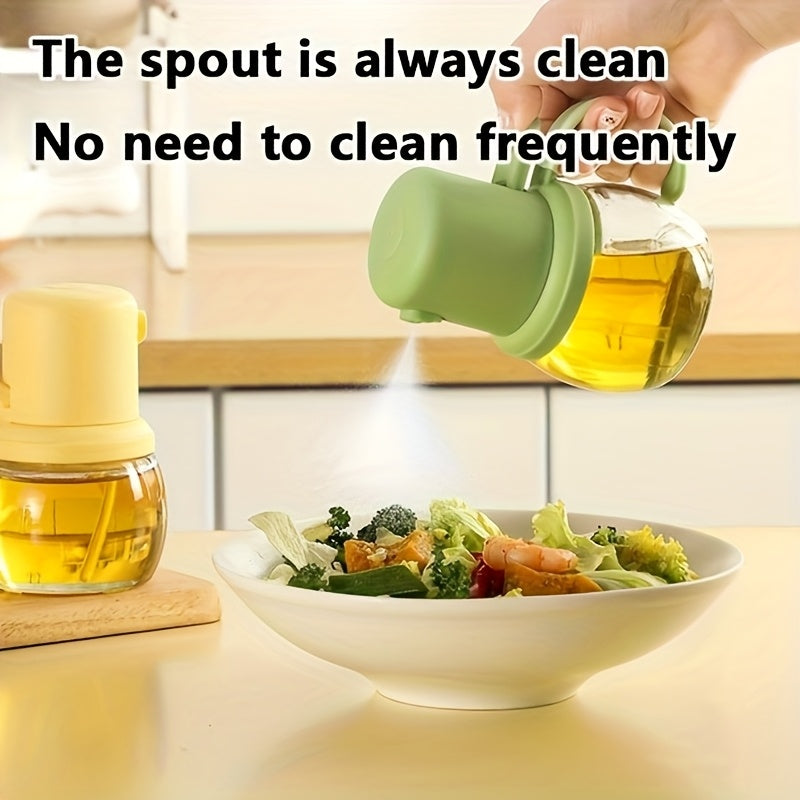 Cute Chubby Design Portable Glass Oil Dispenser, Home Atomizing Press-Type Leak-Proof Non-Dripping Food Grade BBQ Dual-Use Oil Bottle, Glass Oil Dispenser Bottle, Leak-Proof Oil Can Storage Bottle, Seasoning Bottle, Vinegar Bottle